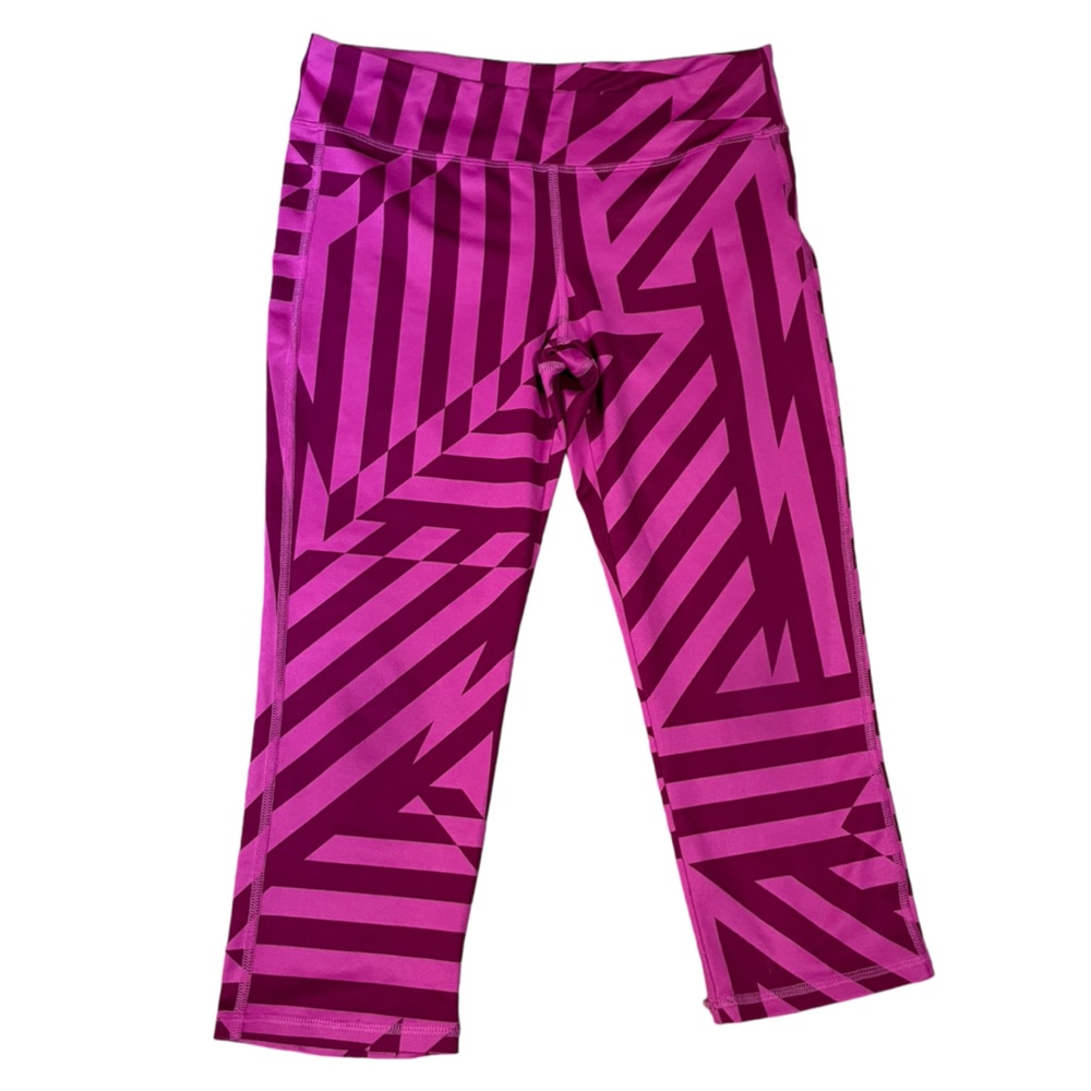 Old Navy Active Size XL 14 Workout Capri Leggings Pink/Purple Geometric Lines